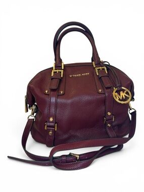 Michael Kors Bedford Burgundy Leather Belted Satchel